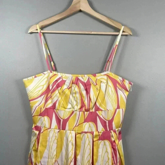 Donna Ricco New York Cotton Dress Size 12 Pink and Yellow Floral Tulip w Pockets - Picture 3 of 14
